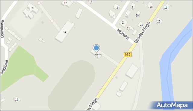 Strumień, Brodeckiego, 26, mapa Strumień