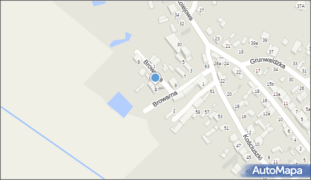 Stryków, Browarna, 4, mapa Stryków