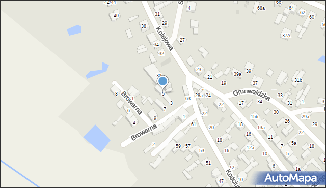 Stryków, Browarna, 5, mapa Stryków