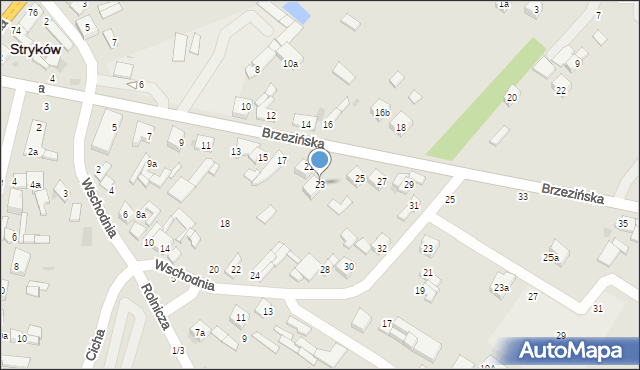 Stryków, Brzezińska, 23, mapa Stryków