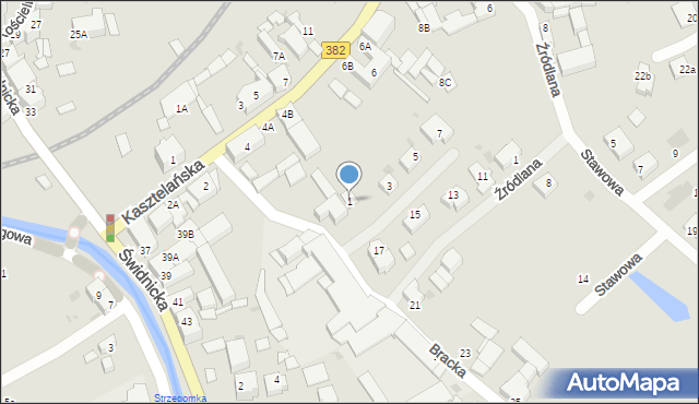 Strzegom, Bracka, 1, mapa Strzegom