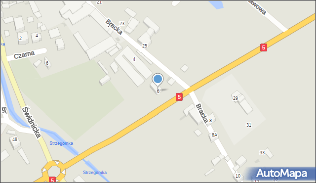 Strzegom, Bracka, 6, mapa Strzegom