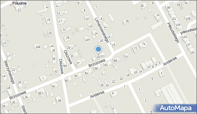 Strzegom, Brzozowa, 11, mapa Strzegom