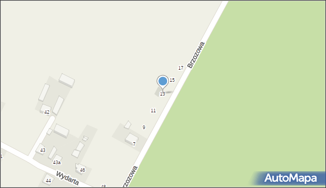 Strzyżew, Brzozowa, 13, mapa Strzyżew