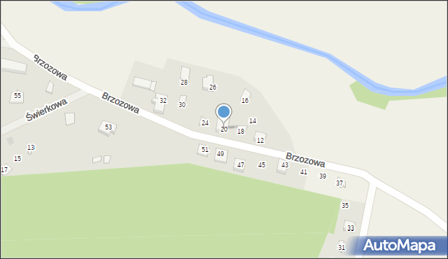 Sulęczyno, Brzozowa, 20, mapa Sulęczyno