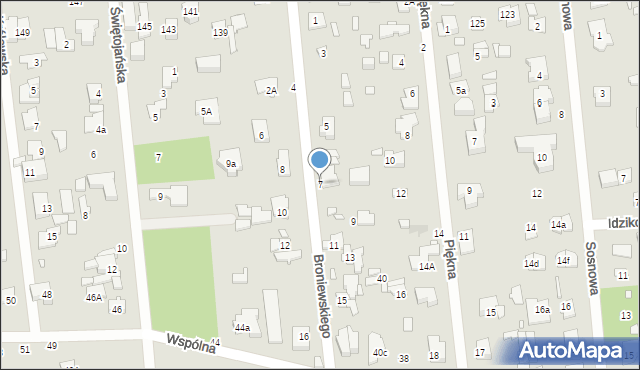 Sulejówek, Broniewskiego, 7, mapa Sulejówek