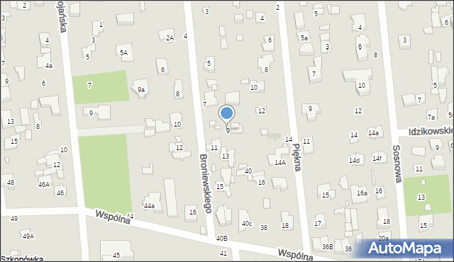 Sulejówek, Broniewskiego, 9, mapa Sulejówek