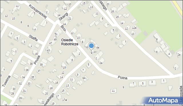 Susz, Broniewskiego, 4, mapa Susz