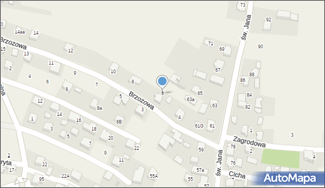 Suszec, Brzozowa, 6, mapa Suszec