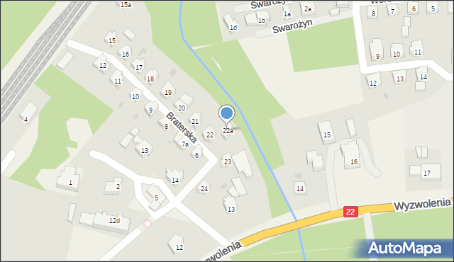 Swarożyn, Braterska, 22a, mapa Swarożyn