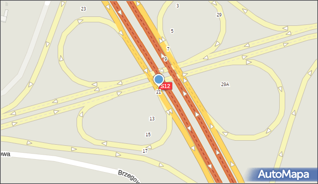 Świdnik, Brzegowa, 11, mapa Świdnika