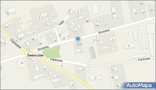 Świerczów, Brzeska, 9, mapa Świerczów