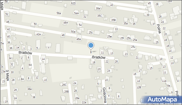 Świerklaniec, Bratków, 9, mapa Świerklaniec