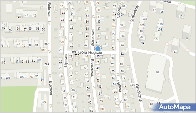 Świętochłowice, Brzozowa, 45, mapa Świętochłowice