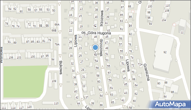 Świętochłowice, Brzozowa, 52, mapa Świętochłowice