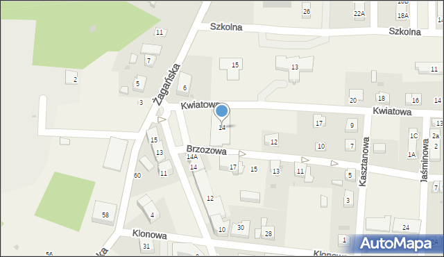 Świętoszów, Brzozowa, 14, mapa Świętoszów