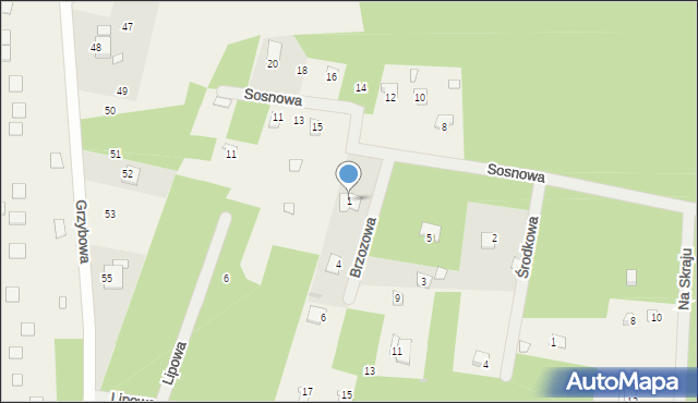 Świniotop, Brzozowa, 1, mapa Świniotop