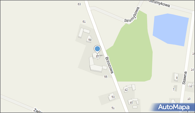 Świnków, Brzozowa, 57, mapa Świnków