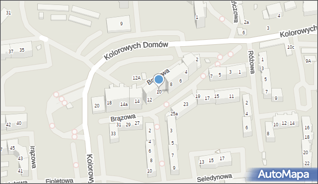 Szczecin, Brązowa, 10, mapa Szczecina