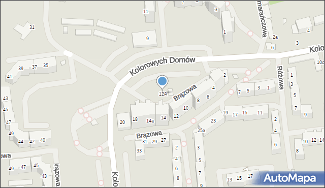 Szczecin, Brązowa, 12A, mapa Szczecina