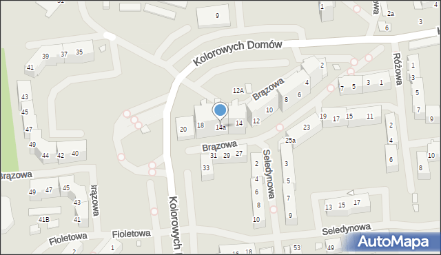 Szczecin, Brązowa, 14a, mapa Szczecina