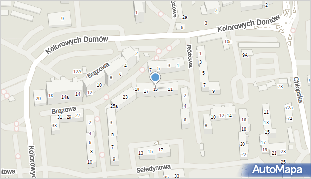 Szczecin, Brązowa, 15, mapa Szczecina
