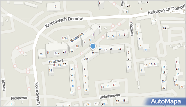 Szczecin, Brązowa, 23, mapa Szczecina