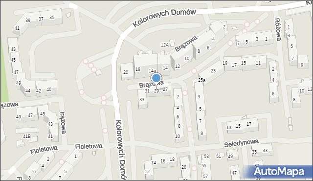 Szczecin, Brązowa, 29, mapa Szczecina