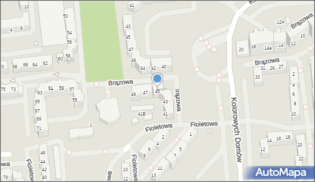 Szczecin, Brązowa, 45, mapa Szczecina