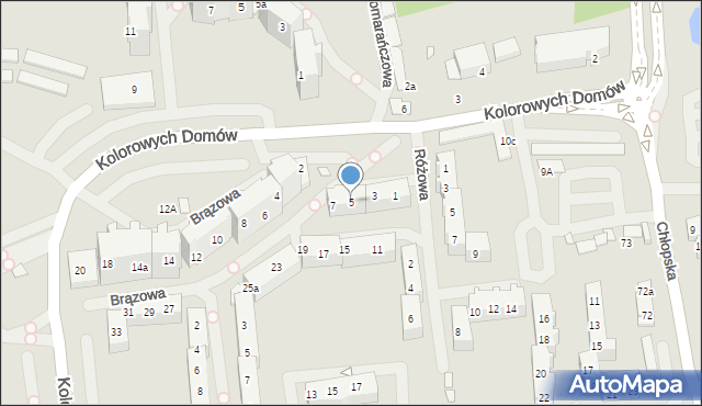Szczecin, Brązowa, 5, mapa Szczecina