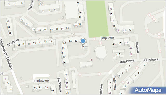 Szczecin, Brązowa, 55, mapa Szczecina