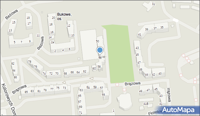 Szczecin, Brązowa, 56, mapa Szczecina