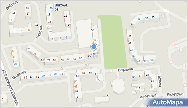 Szczecin, Brązowa, 58, mapa Szczecina