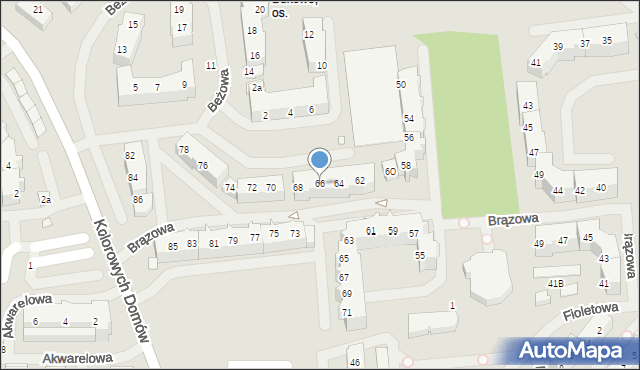 Szczecin, Brązowa, 66, mapa Szczecina