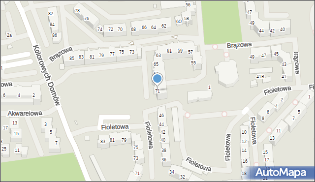 Szczecin, Brązowa, 71, mapa Szczecina