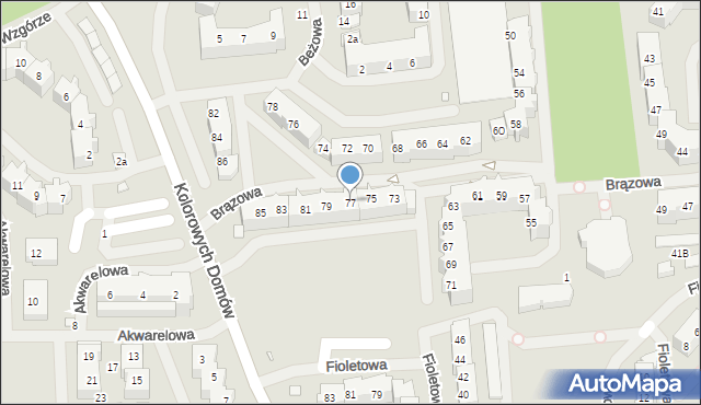 Szczecin, Brązowa, 77, mapa Szczecina