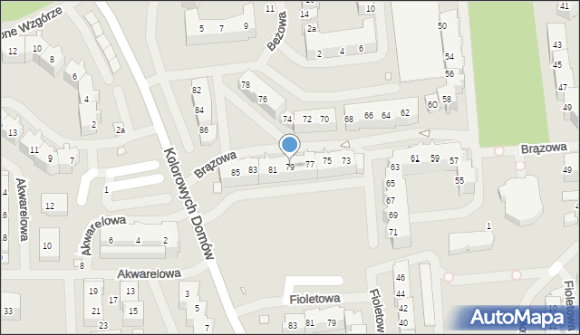 Szczecin, Brązowa, 79, mapa Szczecina