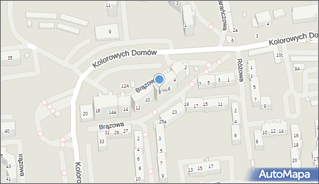 Szczecin, Brązowa, 8, mapa Szczecina