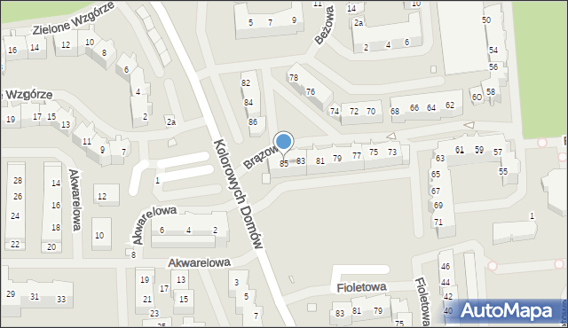 Szczecin, Brązowa, 85, mapa Szczecina
