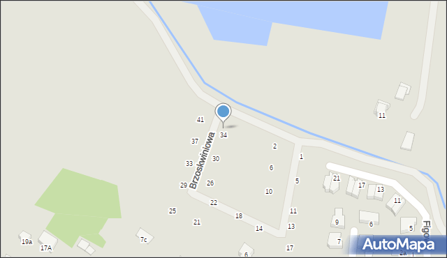 Szczecin, Brzoskwiniowa, 36, mapa Szczecina