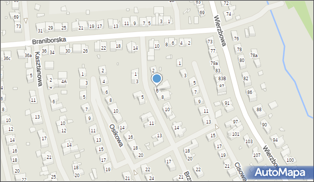 Szczecin, Brzozowa, 6, mapa Szczecina