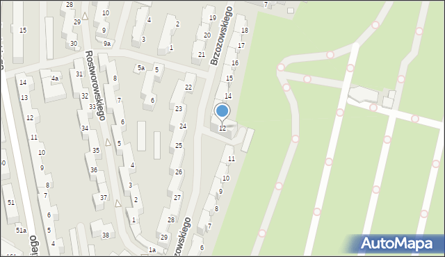 Szczecin, Brzozowskiego Stanisława, 12, mapa Szczecina