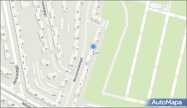 Szczecin, Brzozowskiego Stanisława, 8, mapa Szczecina