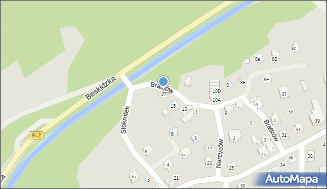 Szczyrk, Bratków, 17, mapa Szczyrk