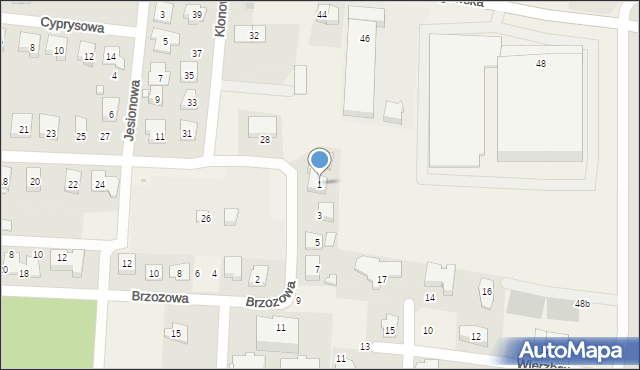Szeligi, Brzozowa, 1, mapa Szeligi