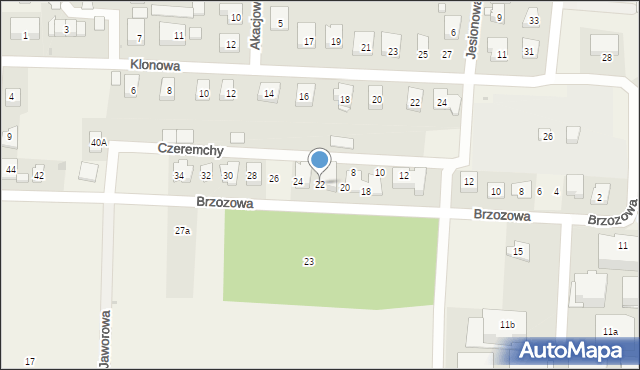 Szeligi, Brzozowa, 22, mapa Szeligi