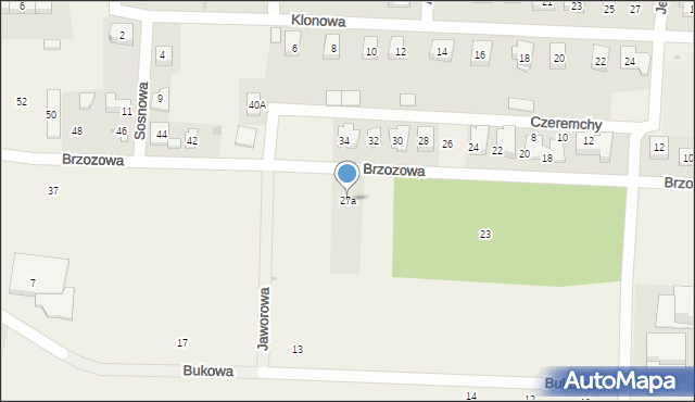 Szeligi, Brzozowa, 27a, mapa Szeligi