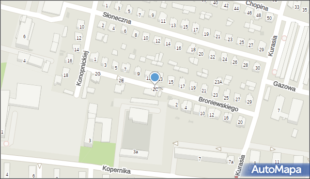 Tarnobrzeg, Broniewskiego Władysława, 2C, mapa Tarnobrzegu