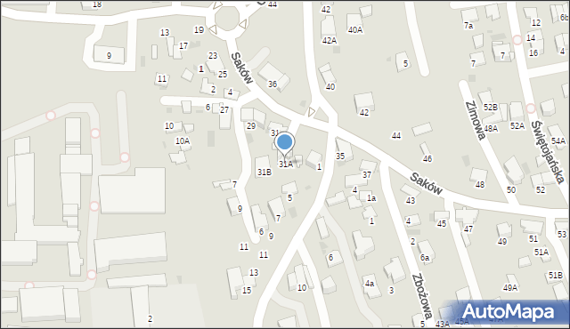 Tarnów, Braci Saków, 31A, mapa Tarnów