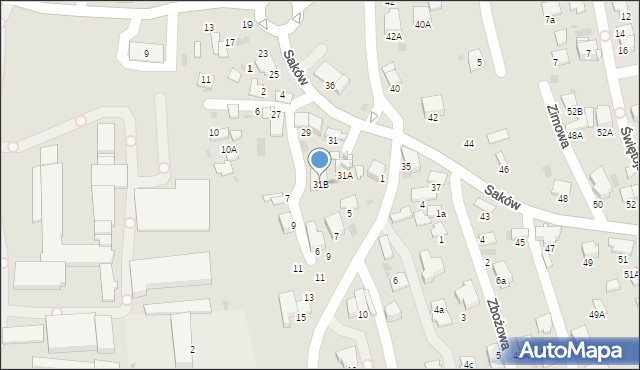 Tarnów, Braci Saków, 31B, mapa Tarnów